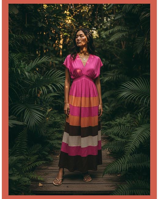 Nooki Design Green Rosalie Striped Maxi Dress