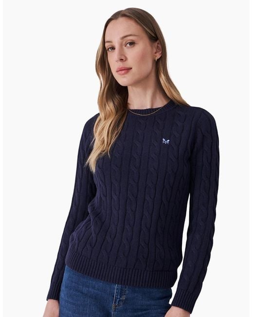 Crew Blue Crew Neck Chunky Sweatshirt
