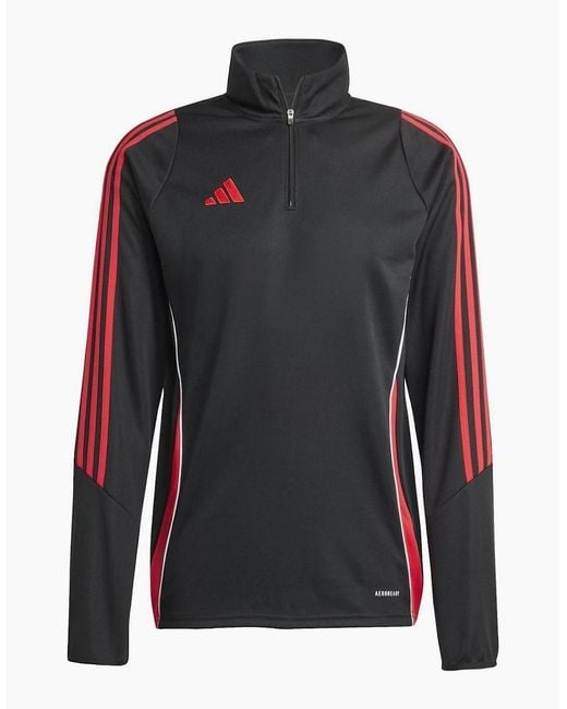 Adidas Gray Tiro24 Zip Neck Raglan Sleeve Athletic Top for men