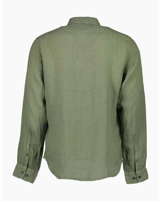 C P Company Green Long Sleeve Linen Overshirt for men