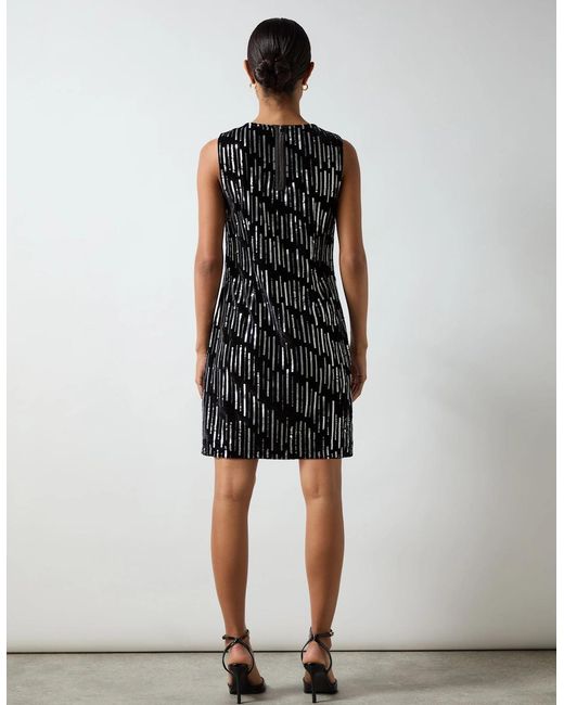Ro&zo Black Petite Lucille Embellished Velvet Shift Dress