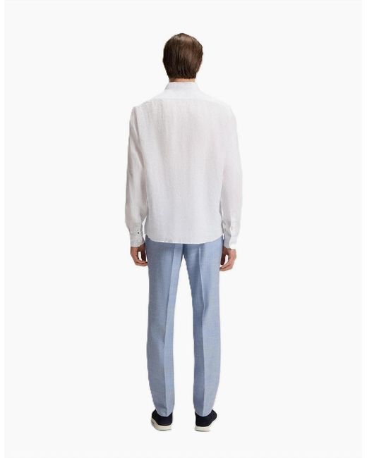 Boss White Liam Collared Button Down Long Sleeve Shirt for men