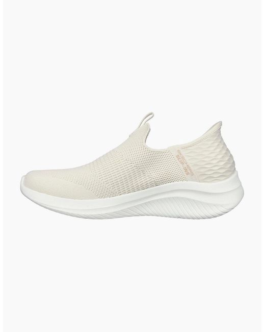 Skechers White Stretch Knit Slip Ins W Slip On Trainers