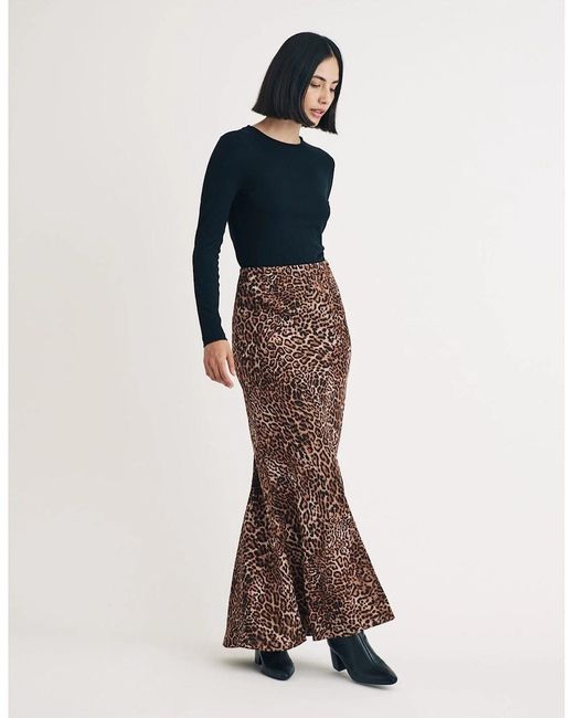Nobody's Child Blue Pytn Animal Patterned Maxi Trumpet Skirt