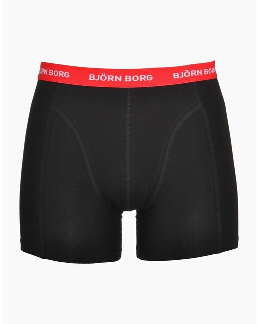 Björn Borg Black 3-Pack Contrast Waistband Boxer Trunks, W for men