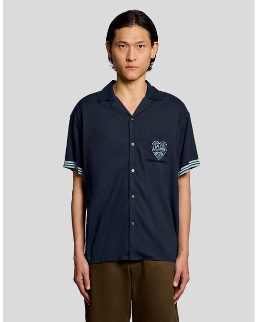 Lyle & Scott Blue Short Sleeve Laundry Logo Shirt for men