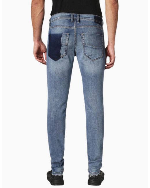DIESEL Blue Tepphar 084Sv Jeans Stretch Lyocell Trousers Slim Casual Denim Pants for men