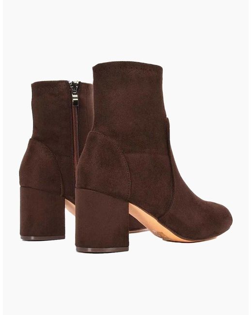 XY London Brown Ladies Rogue Mid Block Heel Ankle Boots