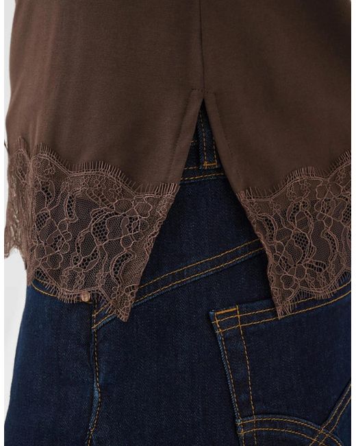 Cream Brown Alvaia Jersey Top
