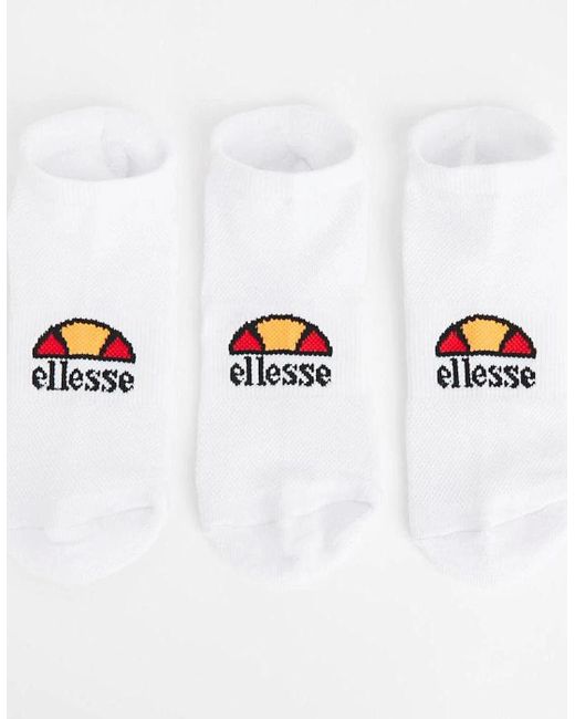 Ellesse White Rebi 3 Pack Trainer Liner Socks for men