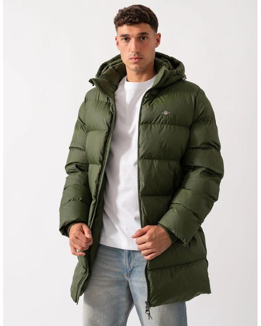 Gant Green Active Cloud Mid Length Puffer Jacket for men