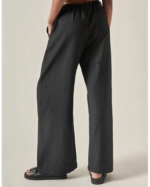 James Lakeland Black Linen Blend Drawstring Trousers
