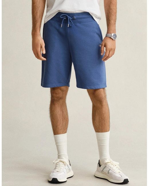 Gant Blue Regular Fit Shield Logo Sweat Shorts for men