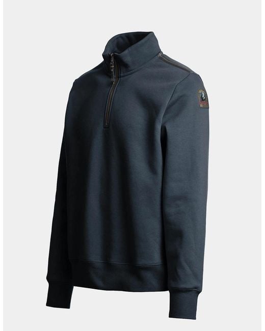 Parajumpers Blue Broad Peak Quarter Zip Sweatshirt for men