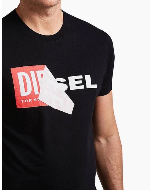DIESEL Black T Diego Qa T-Shirt Short Sleeve Slim Fit Casual for men