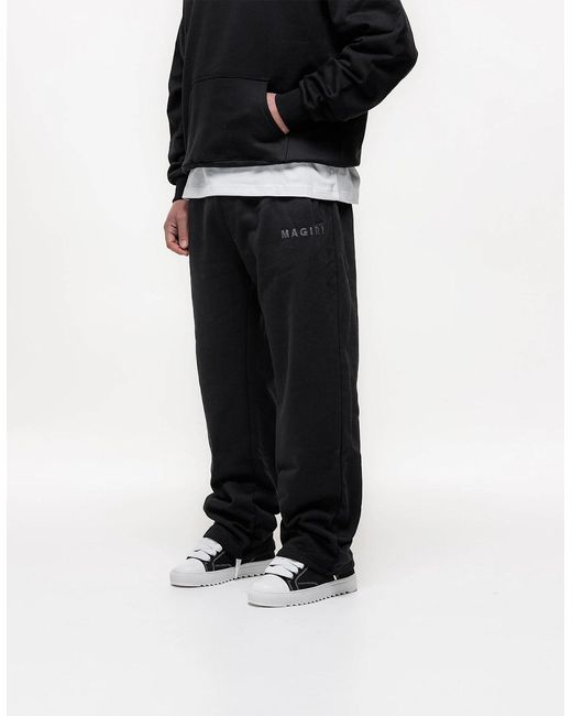 Magrit Black Core Puff Printed Joggers for men