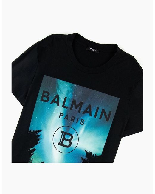 Balmain Black Moon Print T Shirt for men