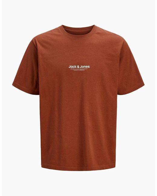 Jack & Jones Brown Regular Fit Crew Neck Short Sleeve T-Shirt for men
