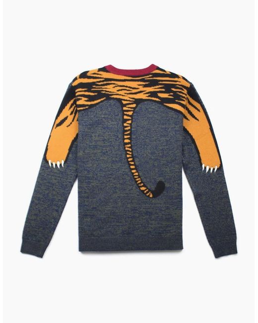 KENZO Blue All Over Knitted Tiger Jumper for men