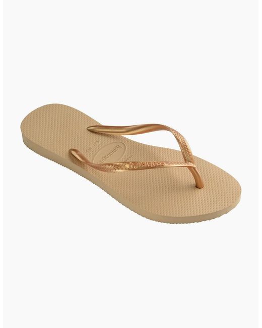 Havaianas White Slim Dark Metal Flip Flops