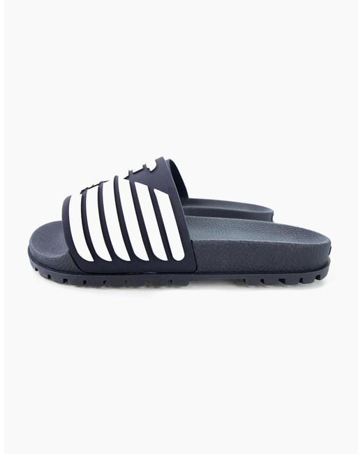 Emporio Armani Blue Ga Eagle Logo Rubber Sliders for men