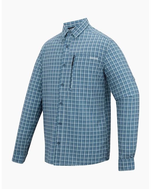 Regatta Blue Checked Insect Repellent Travel Shirt for men