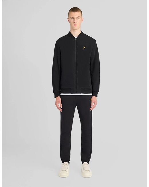 Lyle & Scott Black Sueded Jersey Bomber Jacket for men