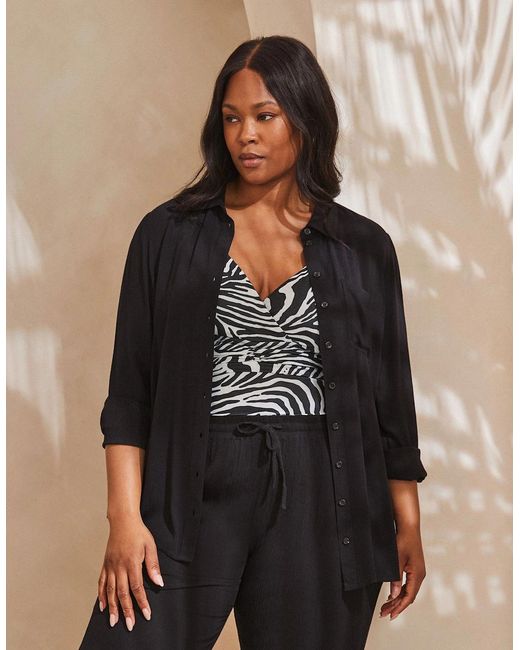 Live Unlimited London Black Mono Animal Print Swimsuit