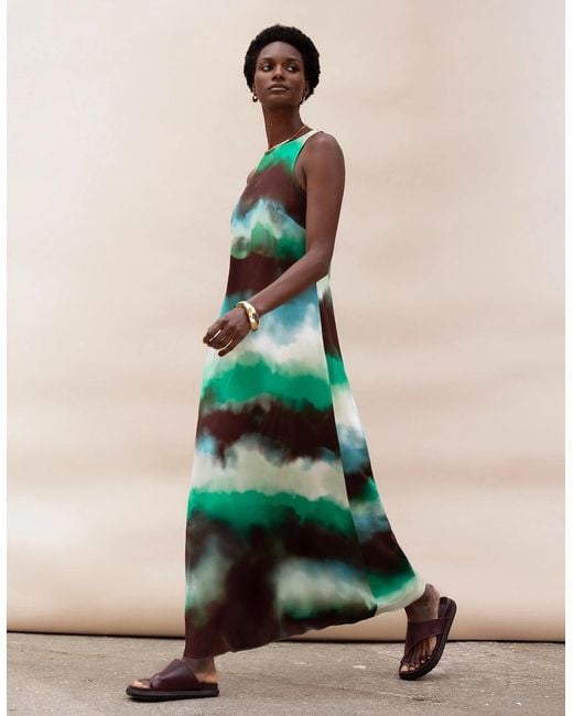 Ro&zo Green Watercolour Print Maxi Dress