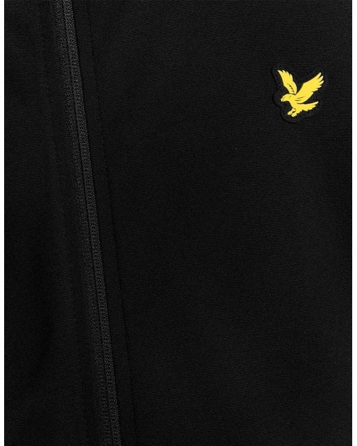 Lyle & Scott Black Solid Patterned Hooded Ribbed Cuff Full Zipper Jacket for men