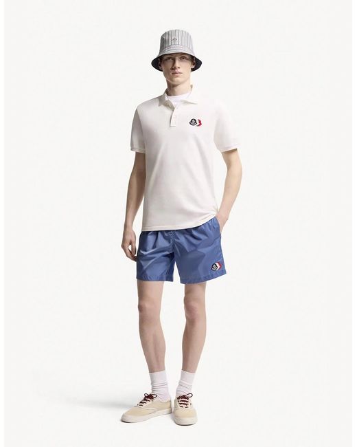 Moncler White Triple Logo Polo for men