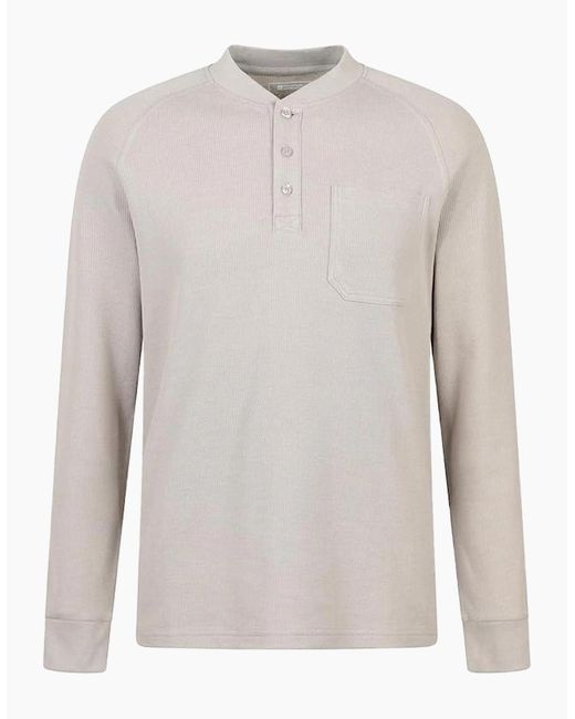 Mountain Warehouse White Selby Waffle Henley Long-Sleeved T-Shirt for men