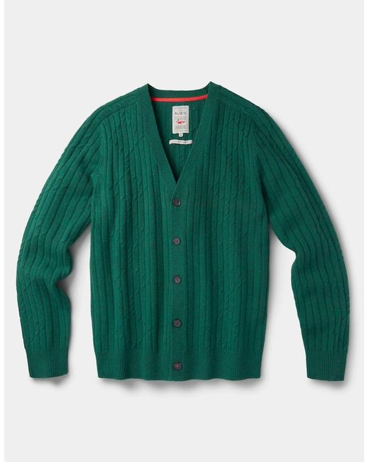 aubi Green Leonard Cable Cardigan for men