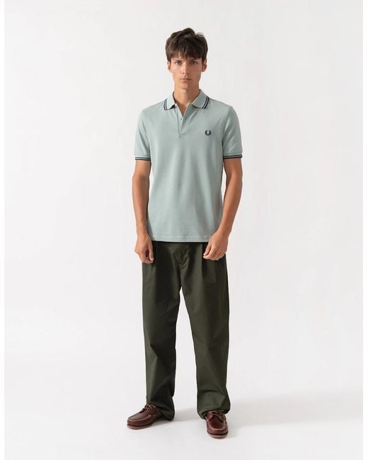 Fred Perry Green Twin Tipped Signature Polo Shirt for men