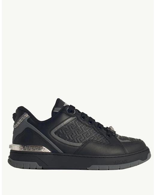 Versace Blue Biggie Basket Leather Sneakers for men