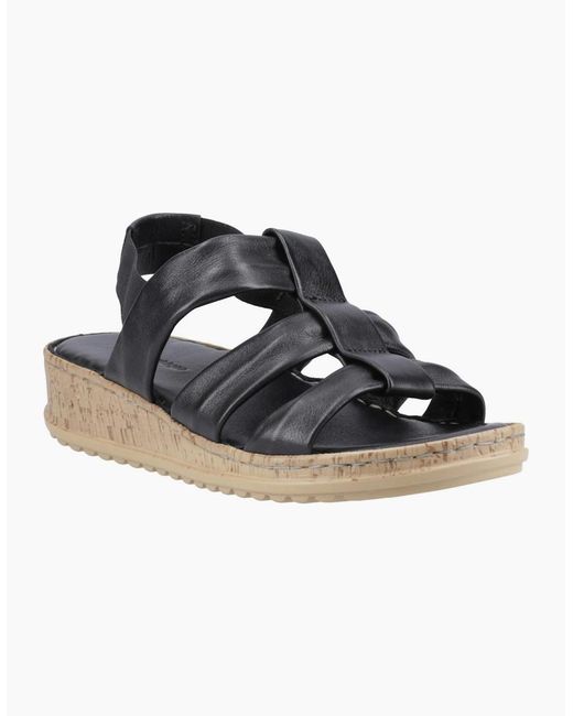 Hush Puppies Black Eden Wide Fit Sandals