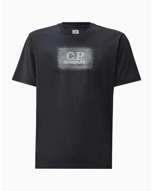 C P Company Black 24/1 Branded Cotton T-Shirt for men