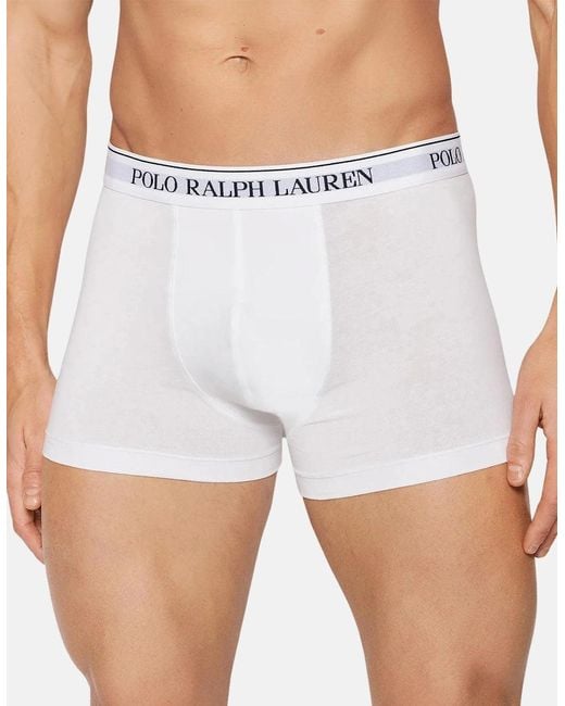 Ralph Lauren White 3 Pack Classic Trunks for men