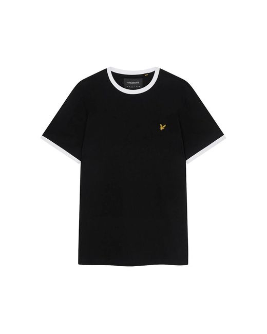Lyle & Scott Black Lyle & Scott Branded Ringer T-Shirt for men