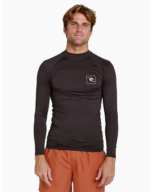 Rip Curl Black Rip Curl Streamline Upf Long Sleeve Rash Vest for men