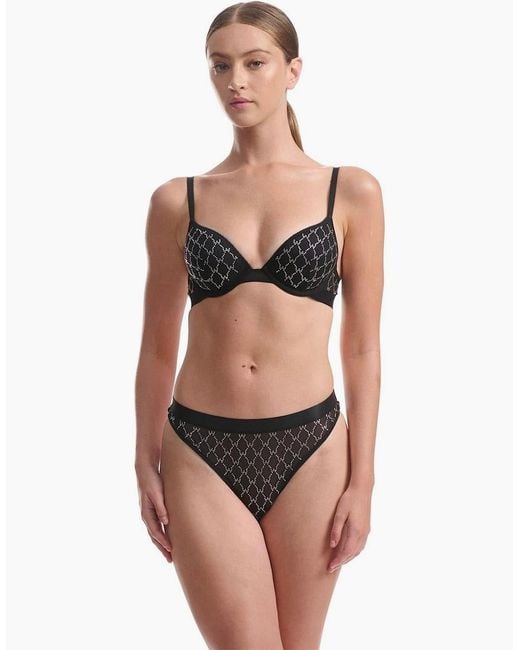 Wolford Black Geometric Patterned Push Up Bra
