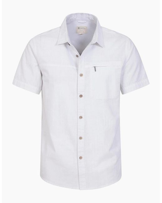 Mountain Warehouse White Coconut Slub Short-Sleeved Shirt for men