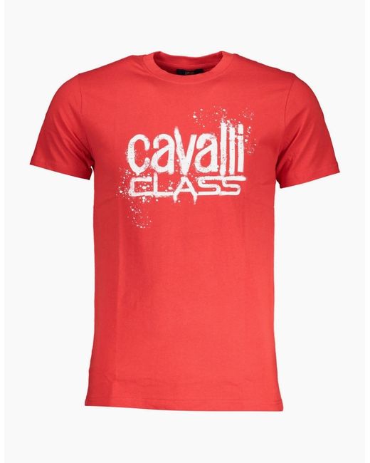 Roberto Cavalli Red Cavalli Class Paint Splatter Logo T-Shirt for men