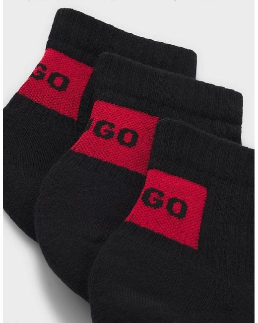 Boss Black Hugo Three-Pack Ankle Socks With Logo Labels for men