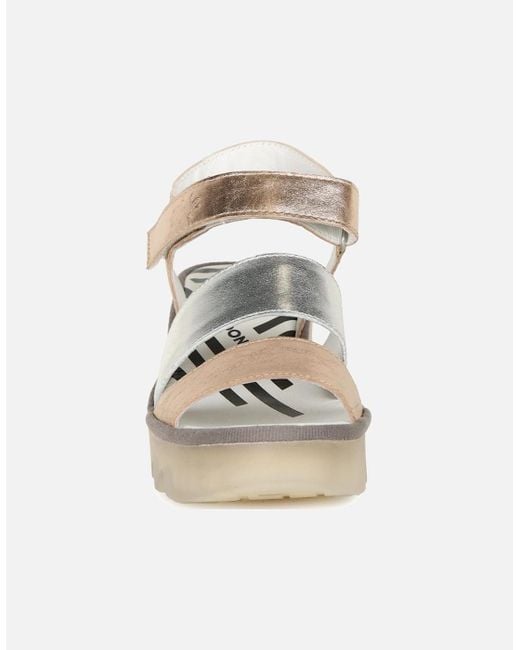 Fly London White Bexy Wedge Heel Sandals
