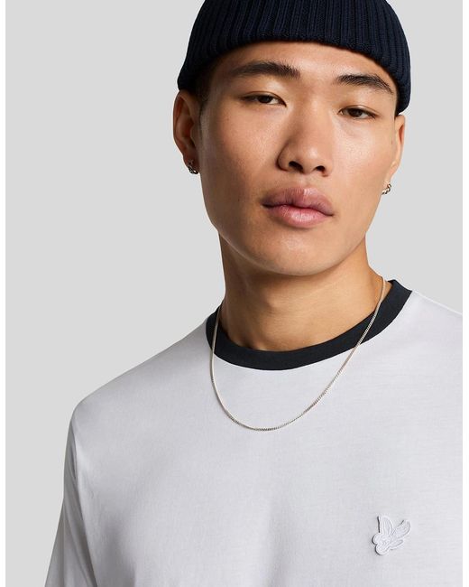 Lyle & Scott White Superfine Cotton Contrast T-Shirt for men