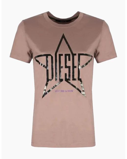 DIESEL Pink T Sily Za T Shirt Crew Neck Short Sleeve Top Casual Summer Tee New