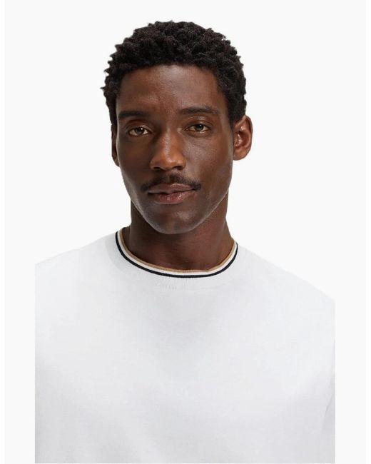 Boss White Crew Neck Short Sleeve Regular Fit T-Shirt for men