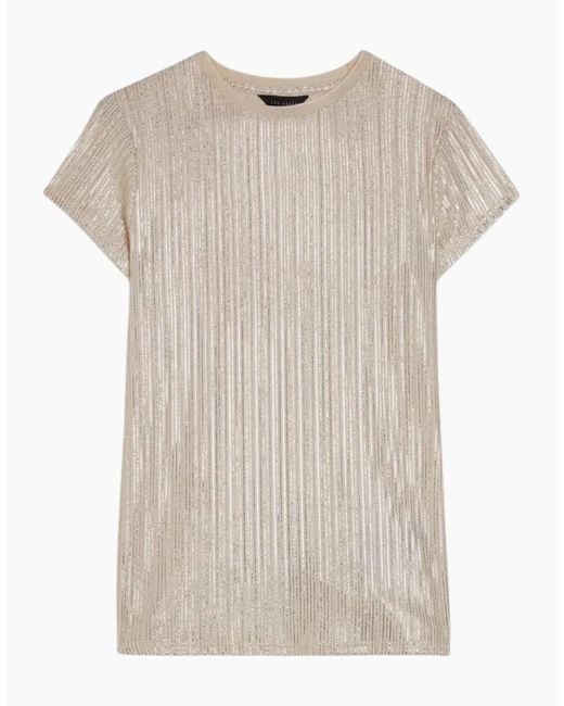 Ted Baker Natural Katrino Metallic Short Sleeve Crew Neck T-Shirt