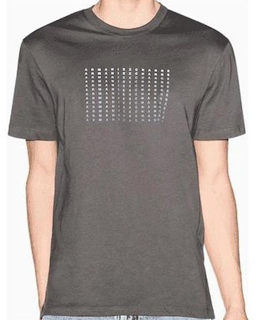 ARMANI EXCHANGE Gray Slim Fit Repeat Logo Chimera T-Shirt for men